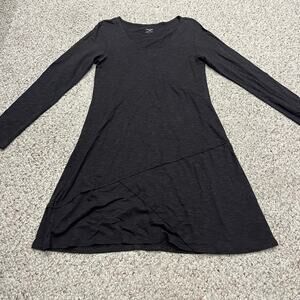 Horny Toad Long Sleeve Jersey Dress Sz M Dark Gray Tencel Organic Cotton V-Neck